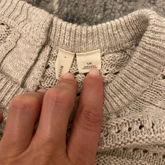 Moth for Anthropologie Eyelet Full Back Button Crop Sweater, SZ Large - Picture 4 of 5